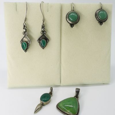 Sale Photo Thumbnail #351: Green Onyx, Jade 925 Pendants & Earrings
