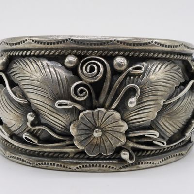 Sale Photo Thumbnail #375: Native American Floral Cuff Bracelet - Sterling