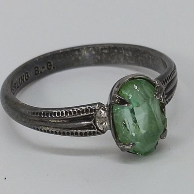 Sale Photo Thumbnail #13: Uranium Glass Sterling Ring