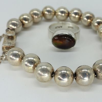 Sale Photo Thumbnail #19: Fire Agate 925 Ring & Silpada Beaded Bracelet