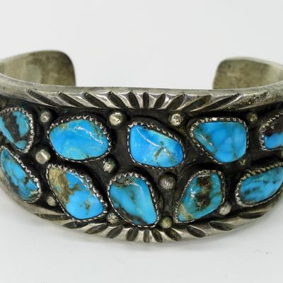 Sale Photo Thumbnail #28: Silver & Turquoise Wide Cuff Bracelet