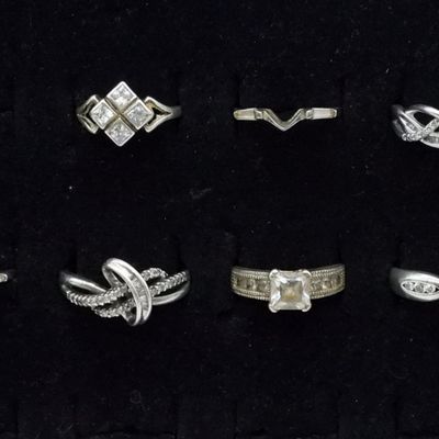 Sale Photo Thumbnail #268: 7 Sterling simulated Diamond Rings