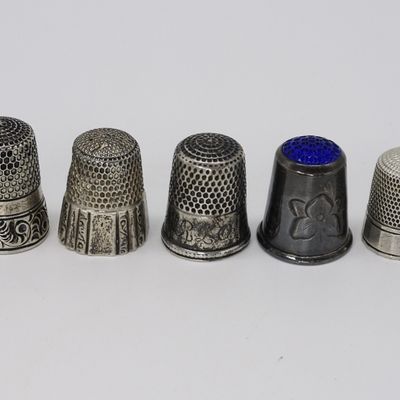 Sale Photo Thumbnail #58: Five Sterling Vintage Thimbles