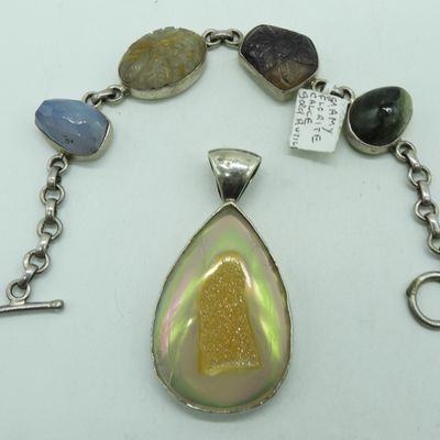 Sale Photo Thumbnail #320: Multi Gemstone 925 Bracelet & Pendant