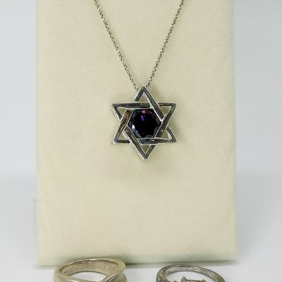 Sale Photo Thumbnail #42: Amethyst Star of David Necklace & Two Rings
