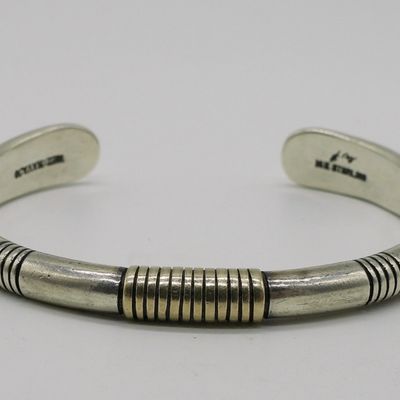 Sale Photo Thumbnail #384: Nez Navajo Sterling & 14k Cuff Bracelet