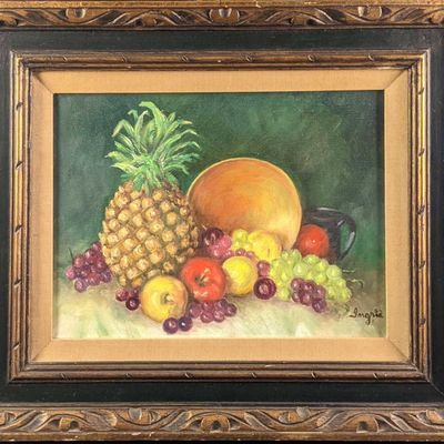 Sale Photo Thumbnail #86: Original Framed Acrylic On Panel Colorful Fruit Pile