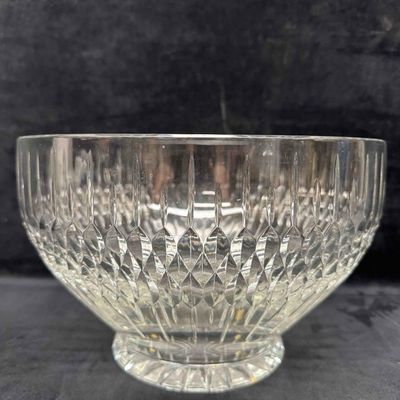 Sale Photo Thumbnail #73: Large Lead Glass Crystal European Style Geometric Etched Punch Bowl