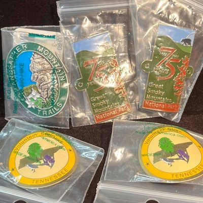 Sale Photo Thumbnail #225: Bundle Of Five Hiking Stick Medallions (F18)