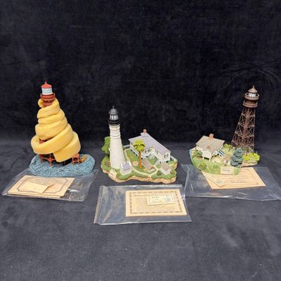 Sale Photo Thumbnail #370: Harbour Lights 3 Florida Landmarks American Shoal Key West and Sanibel Landscape Figures