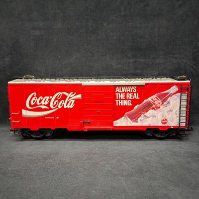 Sale Photo Thumbnail #432: LGB Coca-Cola 25th Anniversary G Scale Boxcar Red