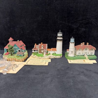 Sale Photo Thumbnail #372: Three Harbour Lights Massachusetts Lighthouse Figurines USLSS Point Allerton