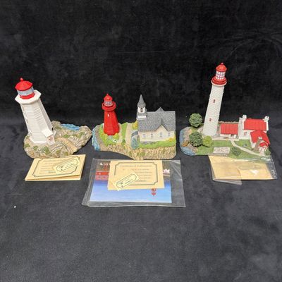 Sale Photo Thumbnail #366: 3 Harbour Lights Lighthouse Figurines Peggys Cove La Martre and Cove Island