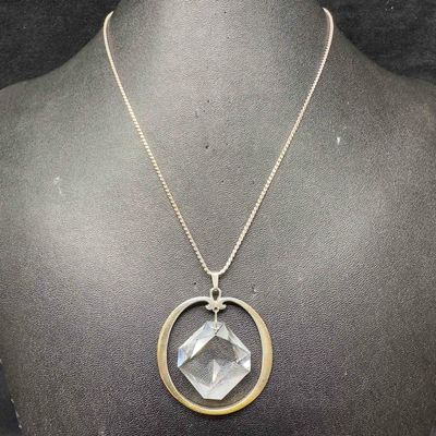 Sale Photo Thumbnail #248: Sterling Silver Faceted Glass Bead Pendant Necklace Y25