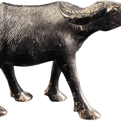 Sale Photo Thumbnail #92: Vintage Large Water Buffalo Woodcarving