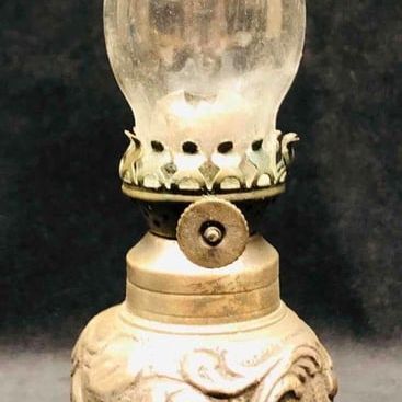 Sale Photo Thumbnail #117: Silver Plated Miniature 19th Century Oil Lamp With  Metal Base