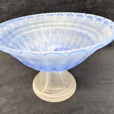 Sale Photo Thumbnail #106: Vintage Murano Style Blue Frosted Pedestal Bowl