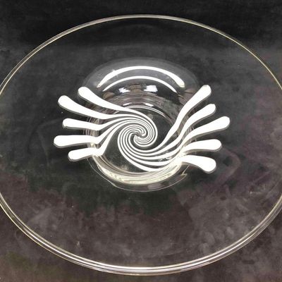 Sale Photo Thumbnail #16: Large Murano Glass Center Piece Bowl With White Spiral Signed By Barbini