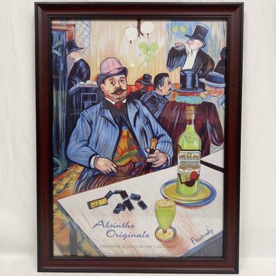 Sale Photo Thumbnail #171: Absinthe Ad Poster Homage A Toulouse Lautrec By John Pacovsky Framed Liquor Advertisement