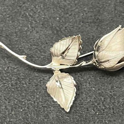 Sale Photo Thumbnail #325: Vintage Signed Giovanni Silver Tone Rose Brooch