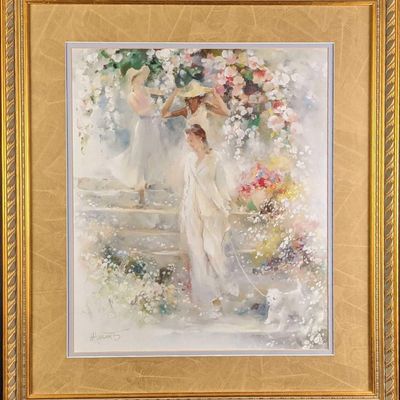 Sale Photo Thumbnail #179: Framed Willem Haenraets Three Ladies And A Dog