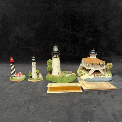 Sale Photo Thumbnail #398: Four Florida Harbour Lights Lighthouse Landmark Figurines Signed Collectibles