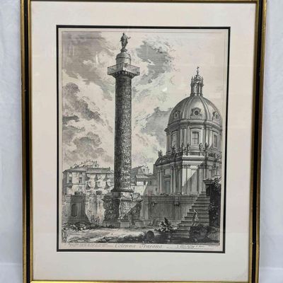 Sale Photo Thumbnail #287: Framed Print Black & White Etching Of Salon Trajan's Column
