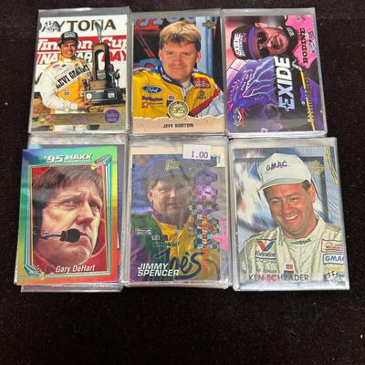 Sale Photo Thumbnail #84: Lot of 100 NASCAR Racing Trading Cards Jeff Burton Ken Schrader Jimmy Spencer 1990s