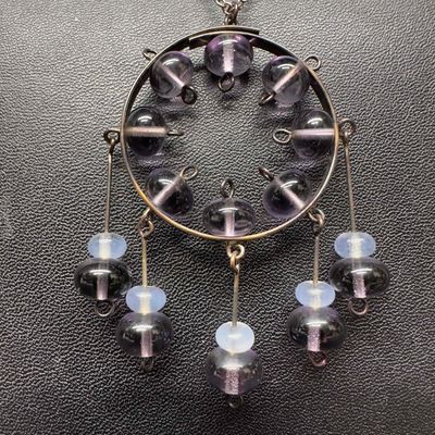Sale Photo Thumbnail #247: Amethyst Gemstone Dream Catcher Style Necklace Sterling Silver