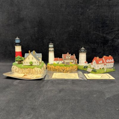 Sale Photo Thumbnail #374: Sankaty Head Highland and Nobska Harbour Lights Massachusetts Lighthouse Three Figurines