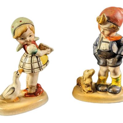 Sale Photo Thumbnail #143: Vintage Japanese Like Hummel Boy & Girl Figurines