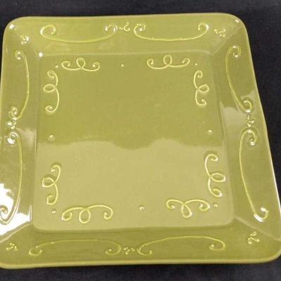 Sale Photo Thumbnail #483: LG Ceramic Green Swirls Crate Barrel Serving Tray