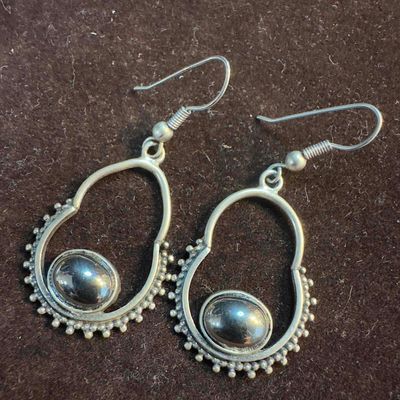 Sale Photo Thumbnail #246: Sterling Silver 925 Cabochon Dangle Drop Earrings