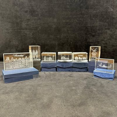 Sale Photo Thumbnail #204: Europe Landmarks Collection of 3D Laser Engraved Crystal Souvenir Blocks