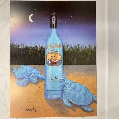 Sale Photo Thumbnail #101: Magellan Ad Poster Gin Advertisement Print By John Pacovsky Set of Thirteen 13 Posters Sea Turtles