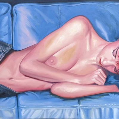 Sale Photo Thumbnail #479: Original Oil Painting by Jim Jackson Woman Topless Nude