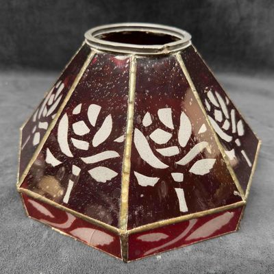 Sale Photo Thumbnail #43: Red Rose Tiffany Style Glass Lamp Shade Small