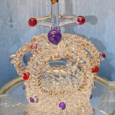 Sale Photo Thumbnail #68: Glassical Expressions Glass Crown With 22KT Gold  Music Box