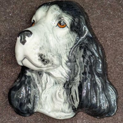 Sale Photo Thumbnail #306: English Sylvac Black White Spaniel Head Wall Plaque