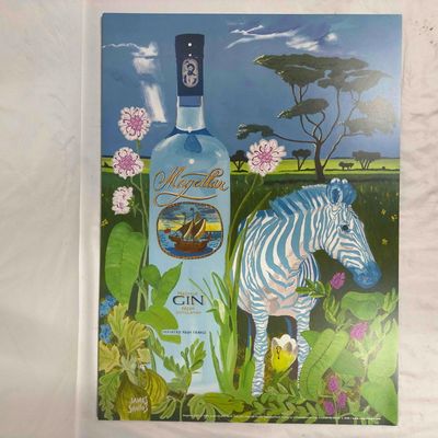 Sale Photo Thumbnail #105: Magellan Ad Poster Gin Advertisement Print By James Santos Set of Seventeen 17 Posters Zebra