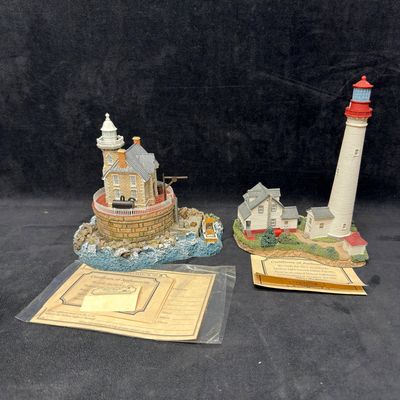 Sale Photo Thumbnail #408: Harbour Lights Lighthouse Figurines Race Rock NY and Cape May NJ Pair