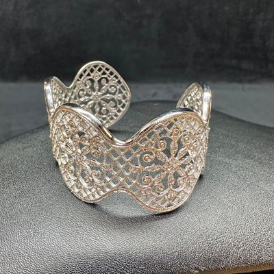 Sale Photo Thumbnail #97: Sterling CZ Web Pattern Filigree Cuff Bracelet