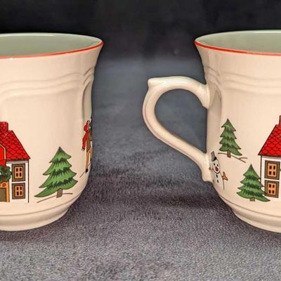 Sale Photo Thumbnail #231: 2 Retired Jamestown China Joy of Christmas Mugs B