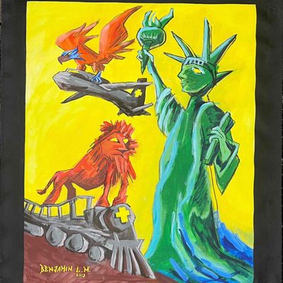Sale Photo Thumbnail #224: Original Acrylic Paint On Canvas LIBERTY POWER POSITIVITY FREEDOM by BENJAMIN L.M. 2019