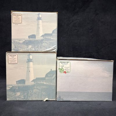 Sale Photo Thumbnail #395: 3 Harbour Lights Michigan Lighthouse Figurines with Original Boxes Christmas