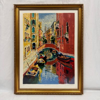 Sale Photo Thumbnail #4: Hazel Soan Aqua Venezia IV Limited Edition Hand Signed Serigraph Numbered 391 of 425
