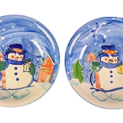 Sale Photo Thumbnail #59: Two Emerald Station Casino Ceramic Snowman Bowls