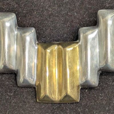 Sale Photo Thumbnail #327: Vintage Modernist Sterling Silver Two Tone Brooch
