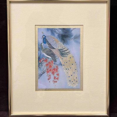 Sale Photo Thumbnail #151: Signed & Numbered Hung Chu Lee Print Peacock Scene 233/1000