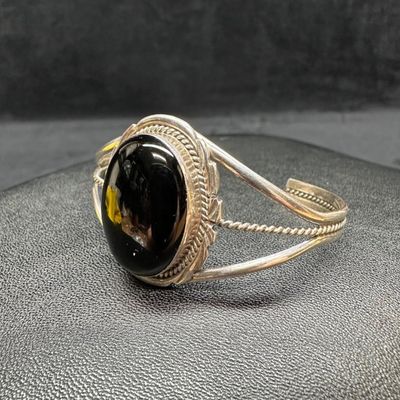 Sale Photo Thumbnail #234: Sterling Black Resin Cuff Bracelet